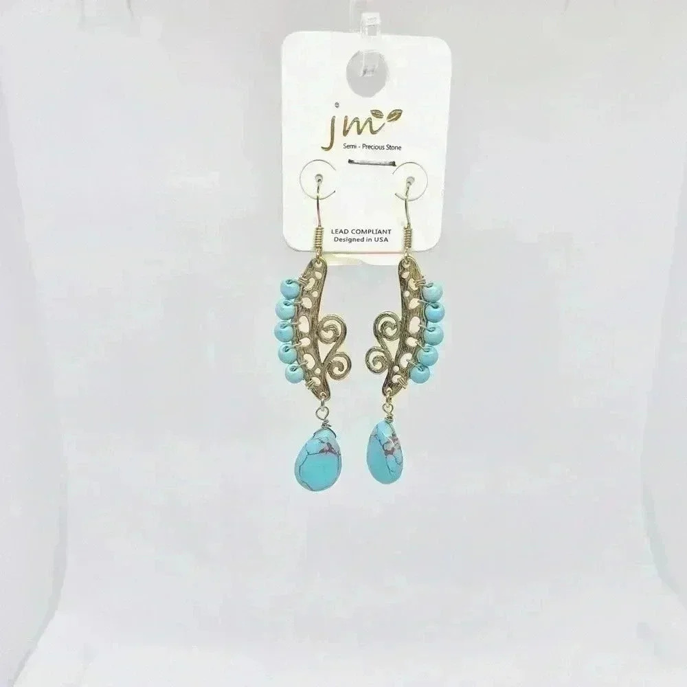 Dangling Marble Earrings with red hues